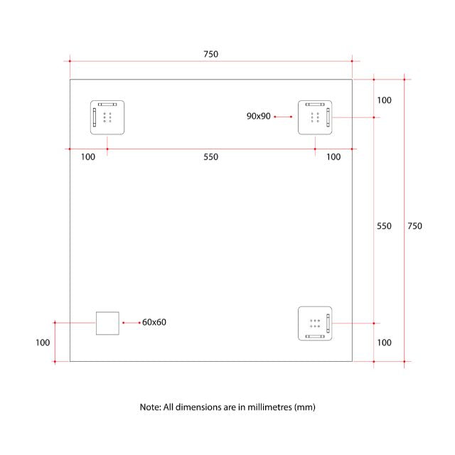 Thermogroup Square Polished Edge Mirror 750x750mm