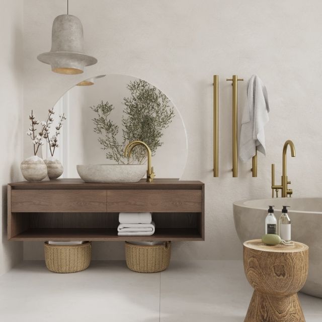 Thermogroup Thermorail 240 Volt Single Heated Towel Rail - Brushed Gold