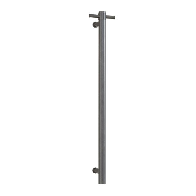 Thermogroup Thermorail Straight/Round 240Volt Vertical Bar 900x142x100mm 20Watts With Optional Hook - Brushed Gun Metal VSH900HBGM - The Blue Space