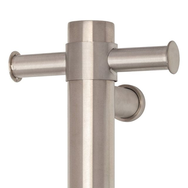 Thermogroup Thermorail Straight/Round Non-Heated Vertical Bar 900x142x100mm With Optional Hook - Brushed Stainless