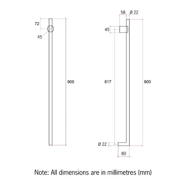 Thermogroup Thermorail Thin/Round 240Volt Vertical Heated Towel Rail - Brushed Brass