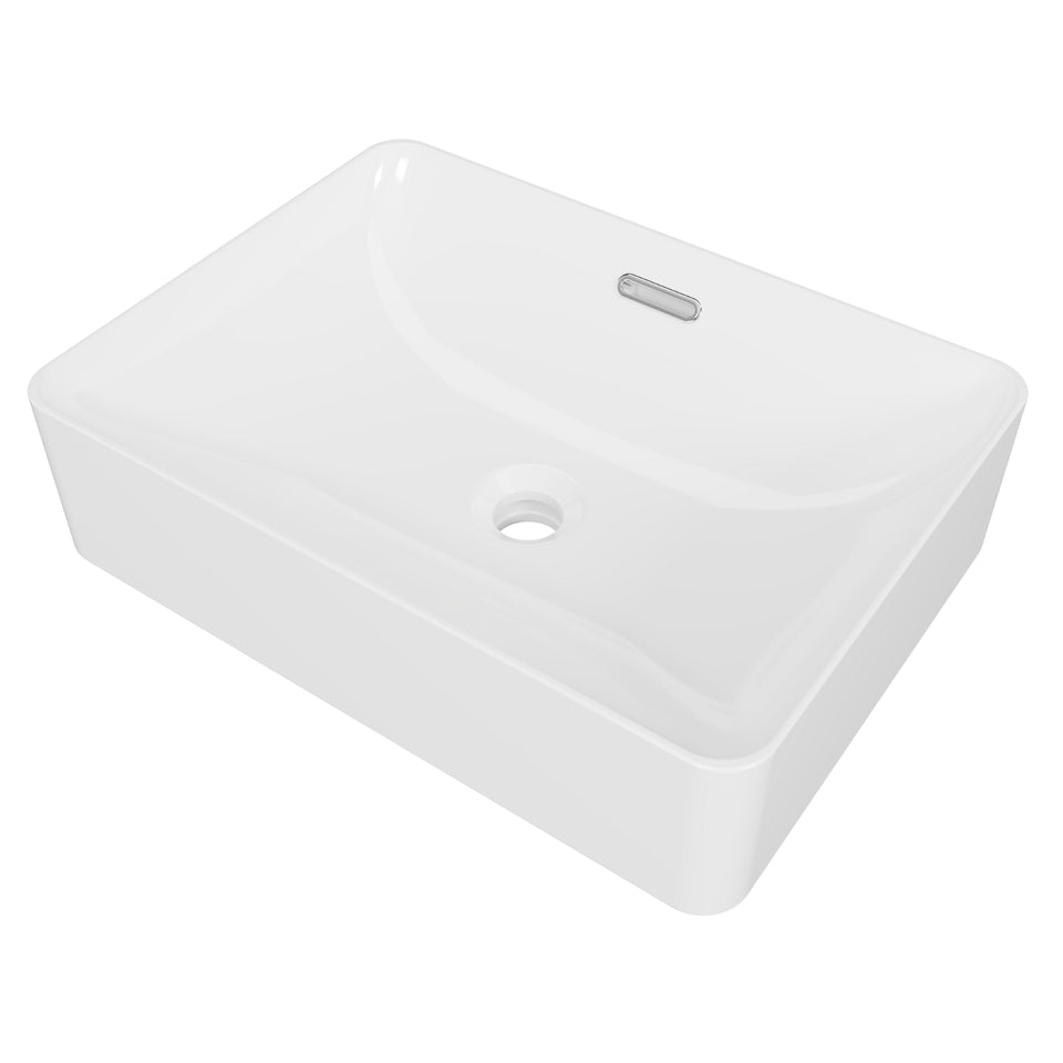 Timberline August 500mm x 360mm Rectangular Above Counter Basin - White Gloss