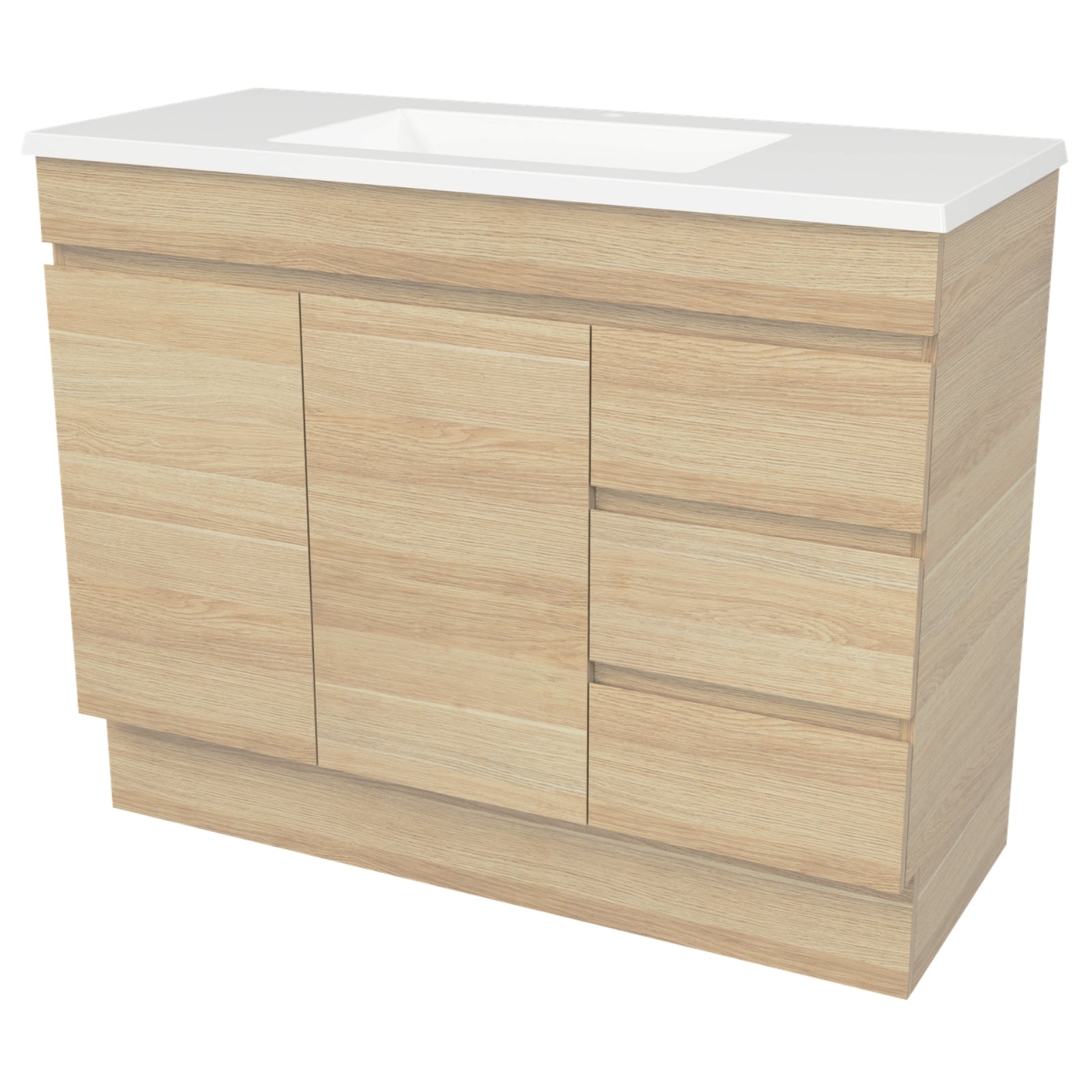Angle Timberline Bargo Floor Standing Vanity with Regal Mineral Composite Top BAR-V-1050-C-REG-F - The Blue Space