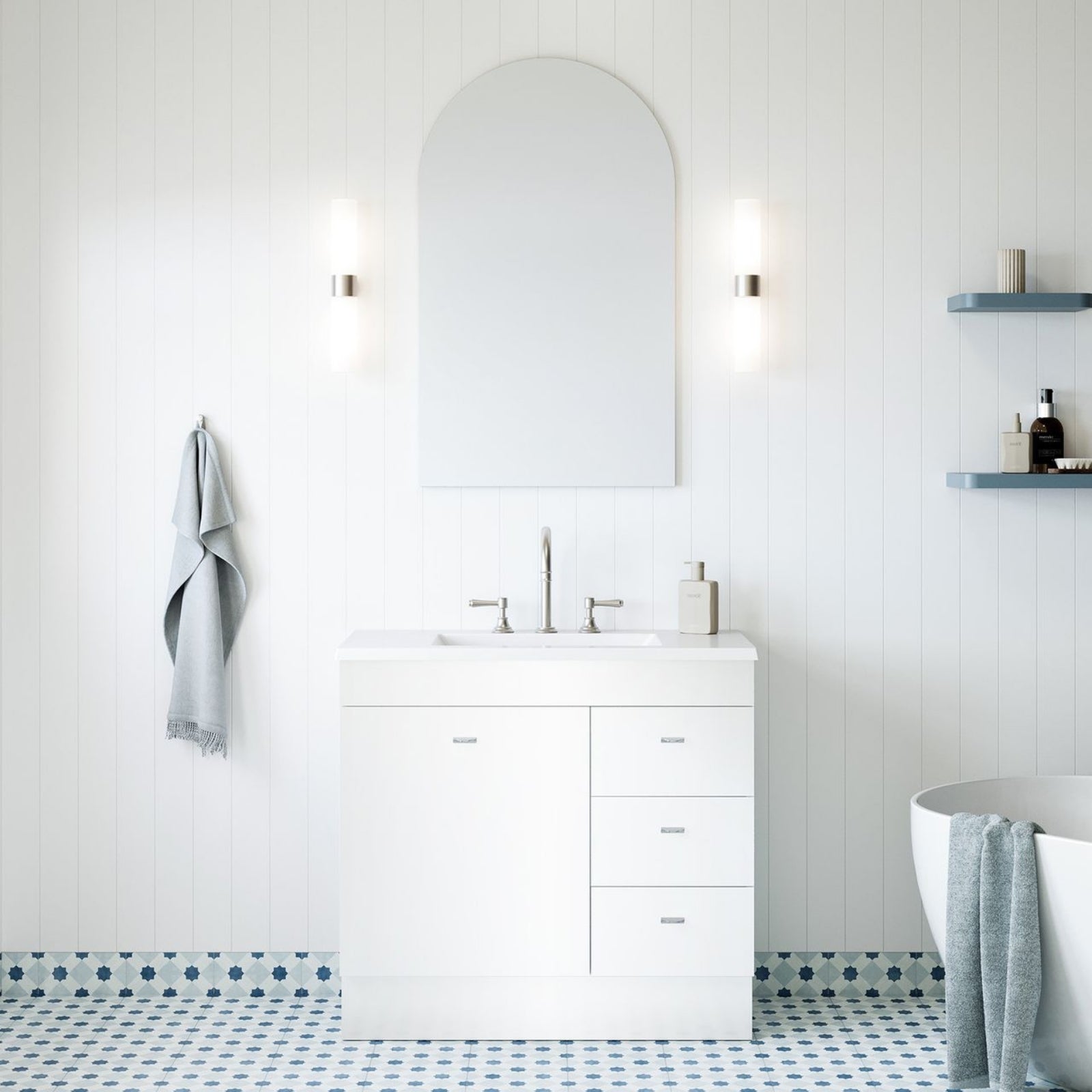 Lifestyle Timberline Bargo Floor Standing Vanity with Regal Mineral Composite Top BAR-V-900-C-REG-F - The Blue Space