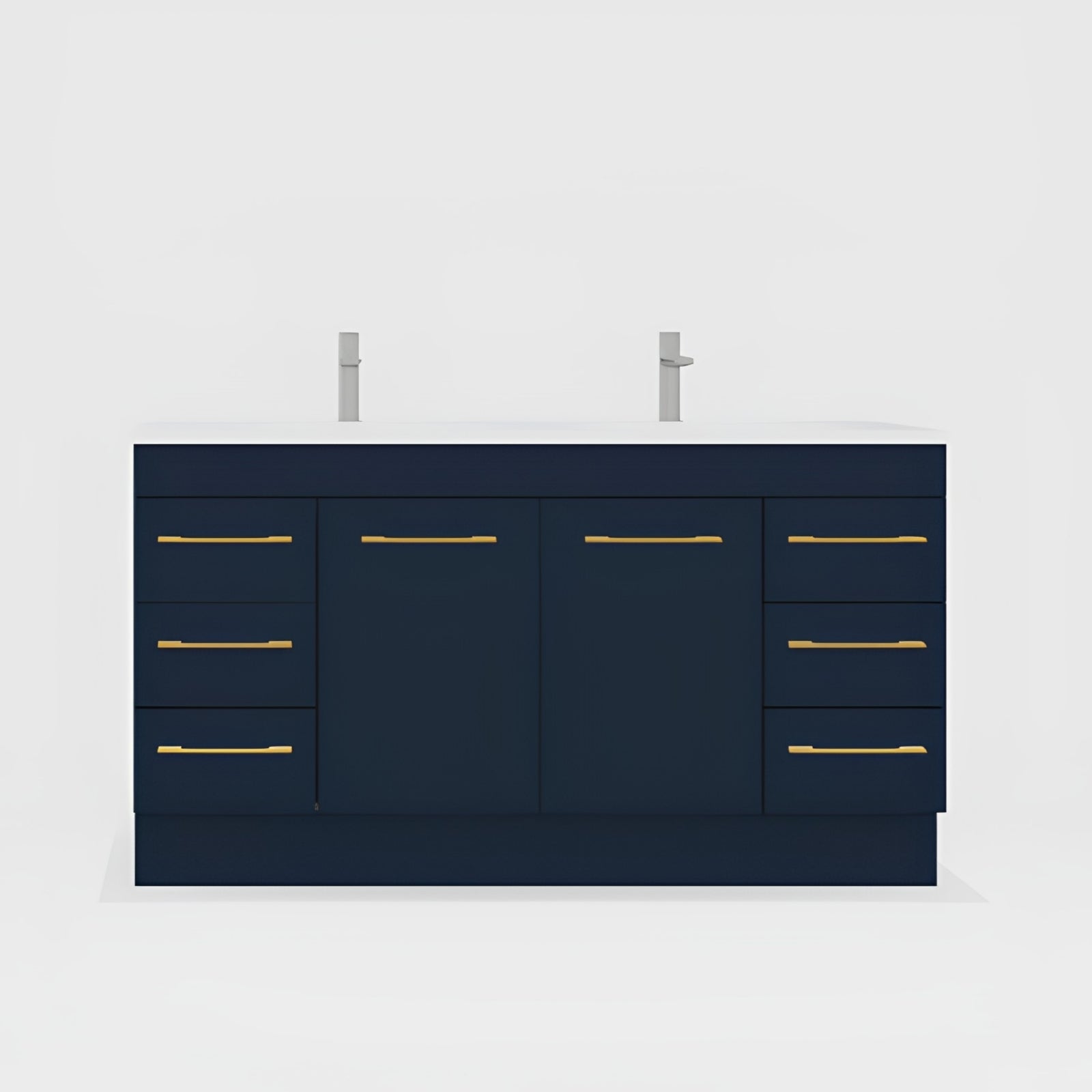 Variant Timberline Bargo Floor Standing Vanity with Regal Mineral Composite Top BAR-V-1500-D-REG-F - The Blue Space