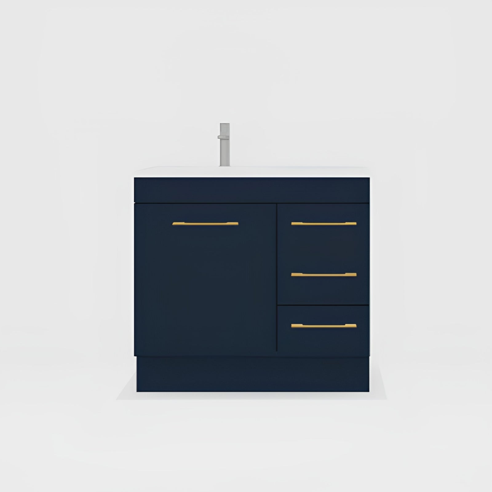 Variant Timberline Bargo Floor Standing Vanity with Regal Mineral Composite Top BAR-V-900-L-REG-F - The Blue Space