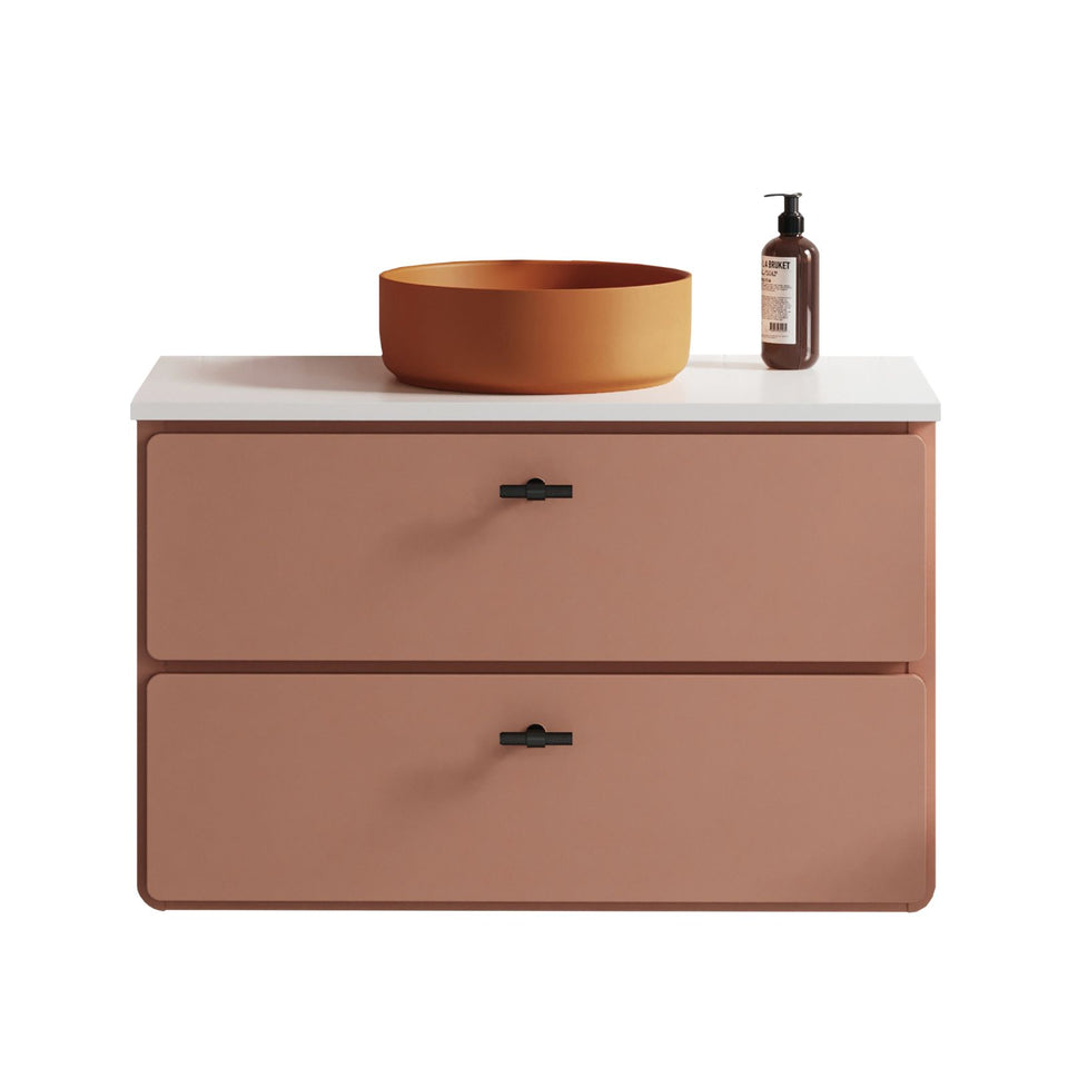 Timberline Colby Wall Hung Vanity with Silk Surface Top and Above Counter Basin