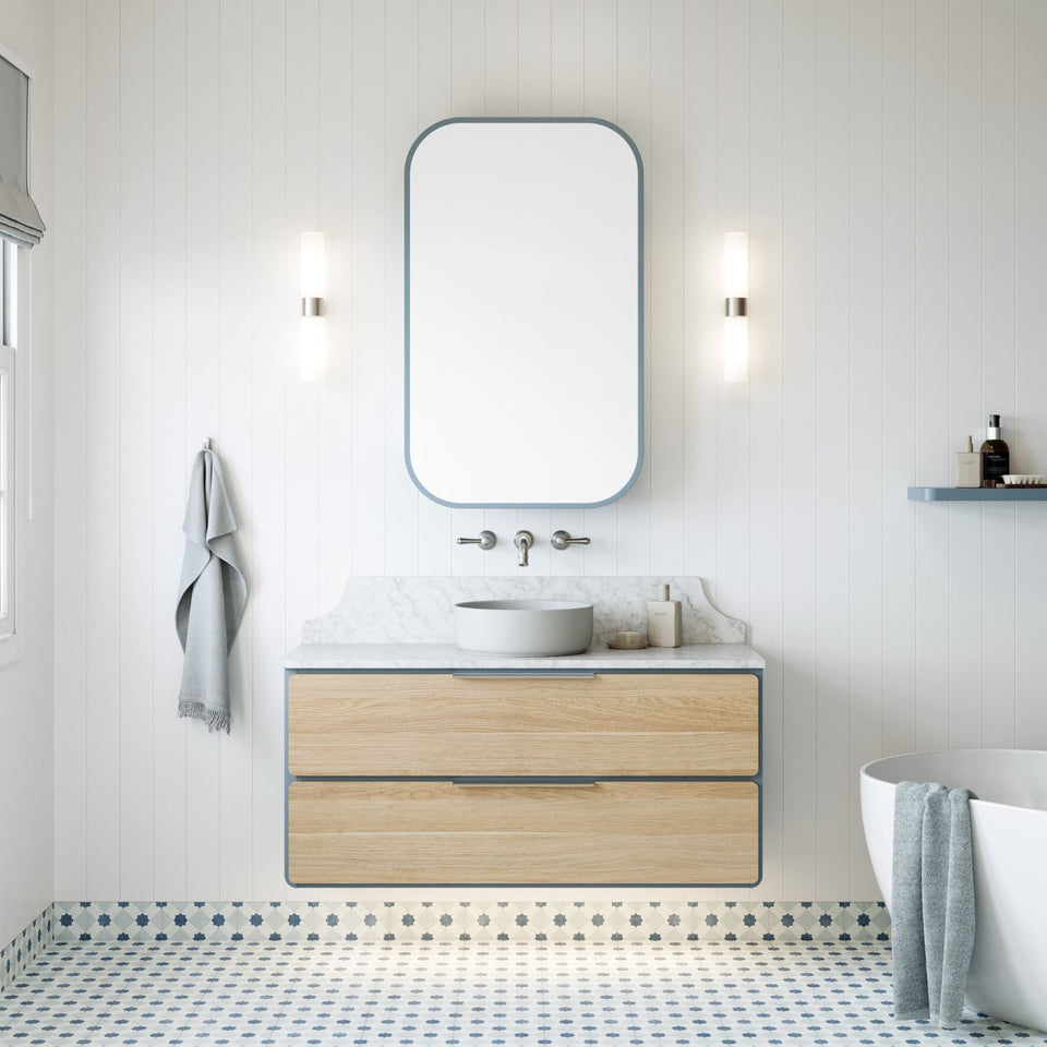 Timberline Colby Wall Hung Vanity with Silk Surface Top and Above Counter Basin