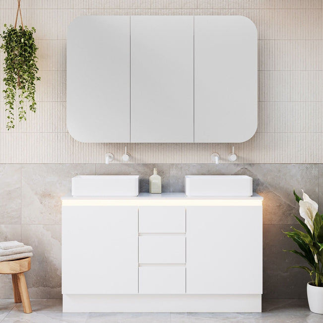 Lifestyle Timberline Dakota Floor Standing Vanity with SilkSurface Top and Above Counter Basin DAK-V-1500-D-SSA-F - The Blue Space