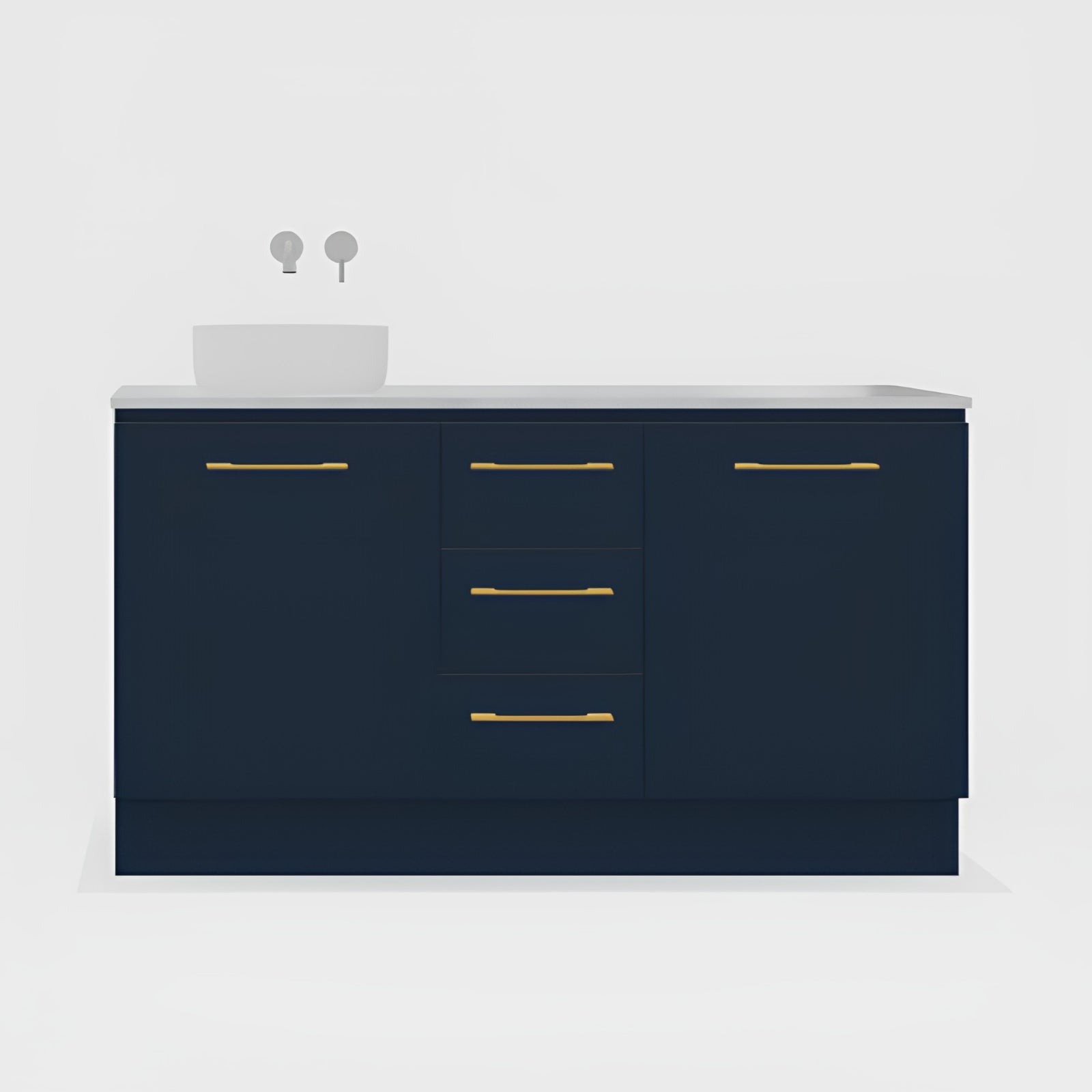 Variant Timberline Dakota Floor Standing Vanity with SilkSurface Top and Above Counter Basin DAK-V-1500-L-SSA-F - The Blue Space