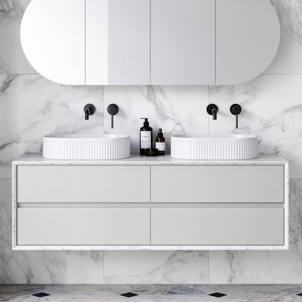 Timberline Embrace Wall Hung Vanity with SilkSurface Wraparound Top and Above Counter Basin