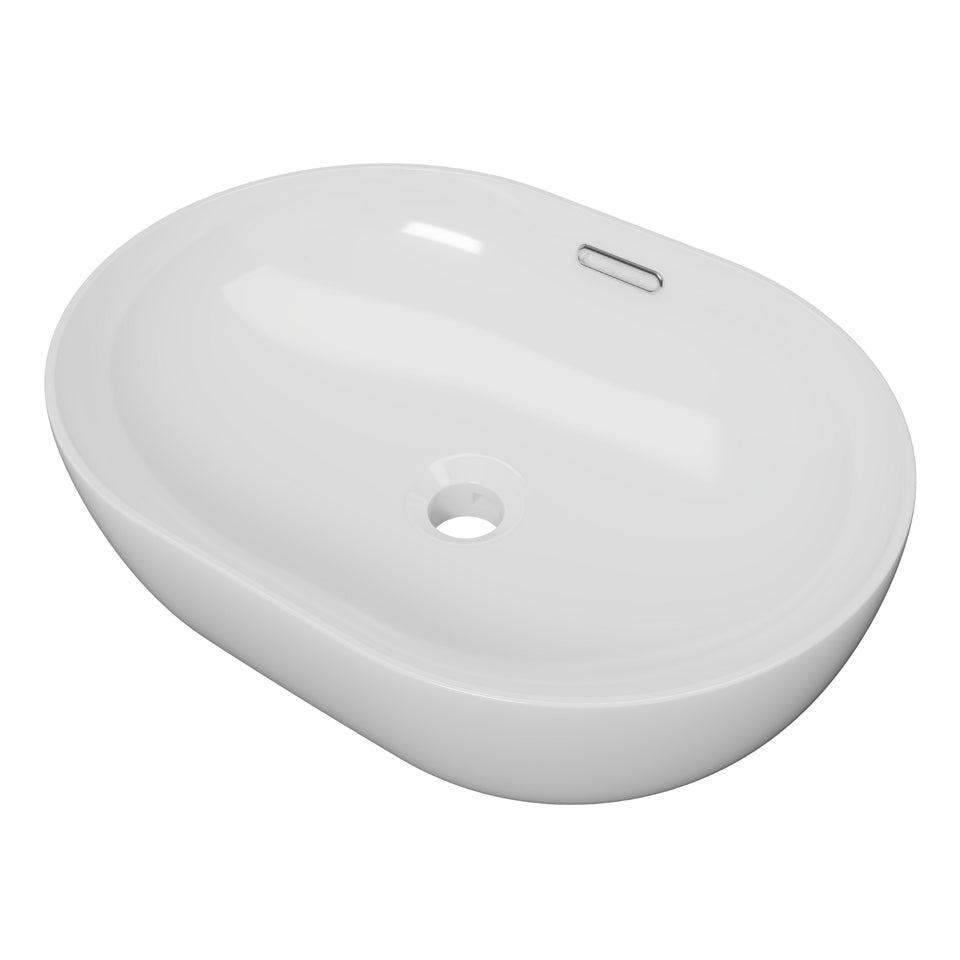 Timberline Giana 490mm x 360mm Oval Above Counter Basin - White Gloss