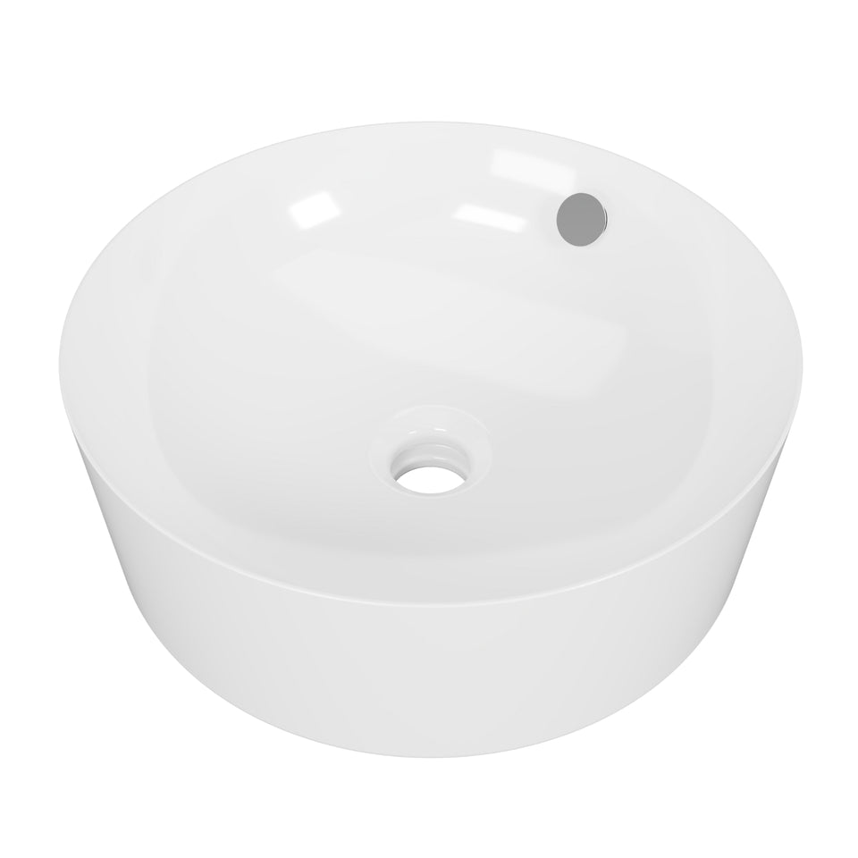 Timberline Hazel 360mm Round Above Counter Basin - White Gloss