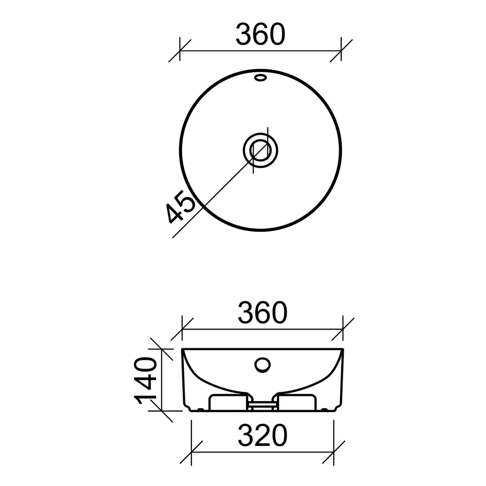 Timberline Hazel 360mm Round Above Counter Basin - White Gloss