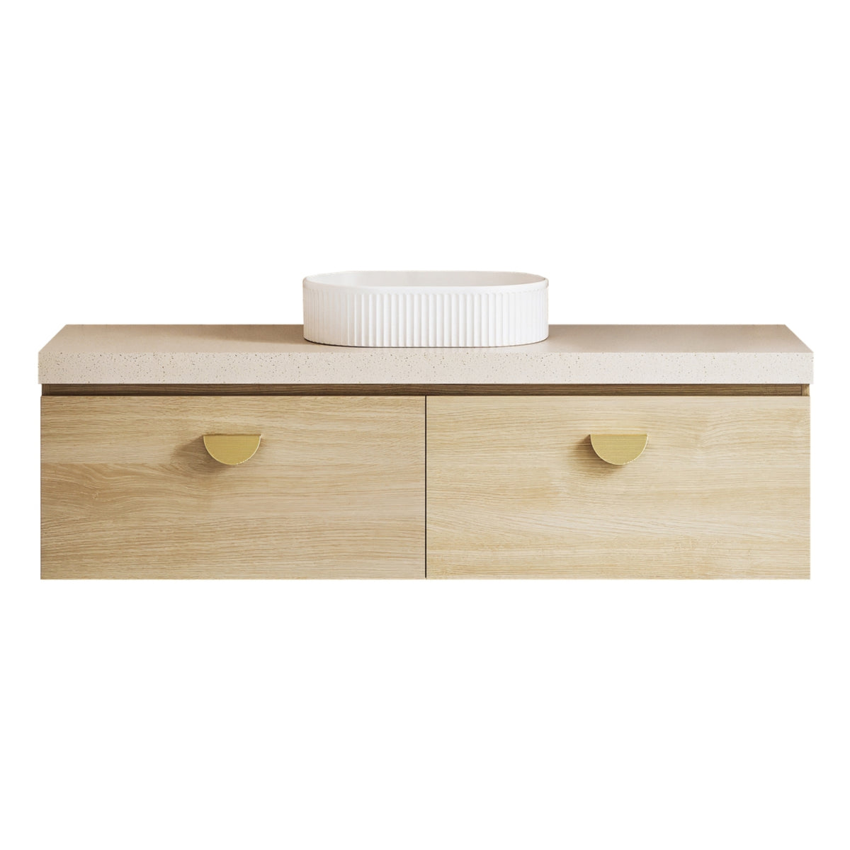 Timberline Kingsley Wall Hung Vanity with SilkSurface Freedom Top and Above Counter Basin KIN-V-1500-C-FRA-W - The Blue Space