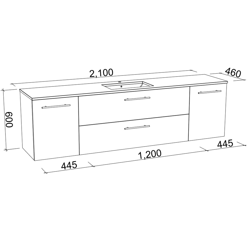 Timberline Marshall Wall Hung Vanity with SilkSurface Top and Under Counter Basin