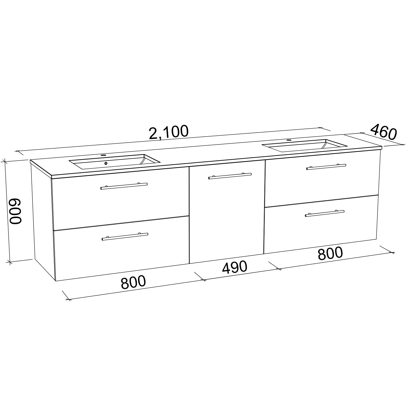 Timberline Marshall Wall Hung Vanity with SilkSurface Top and Under Counter Basin MAR-V-2100-D-SSU-W - The Blue Space
