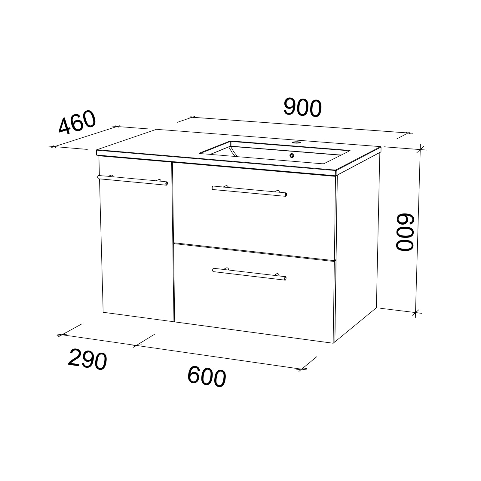 Timberline Marshall Wall Hung Vanity with SilkSurface Top and Under Counter Basin MAR-V-900-R-SSU-W - The Blue Space