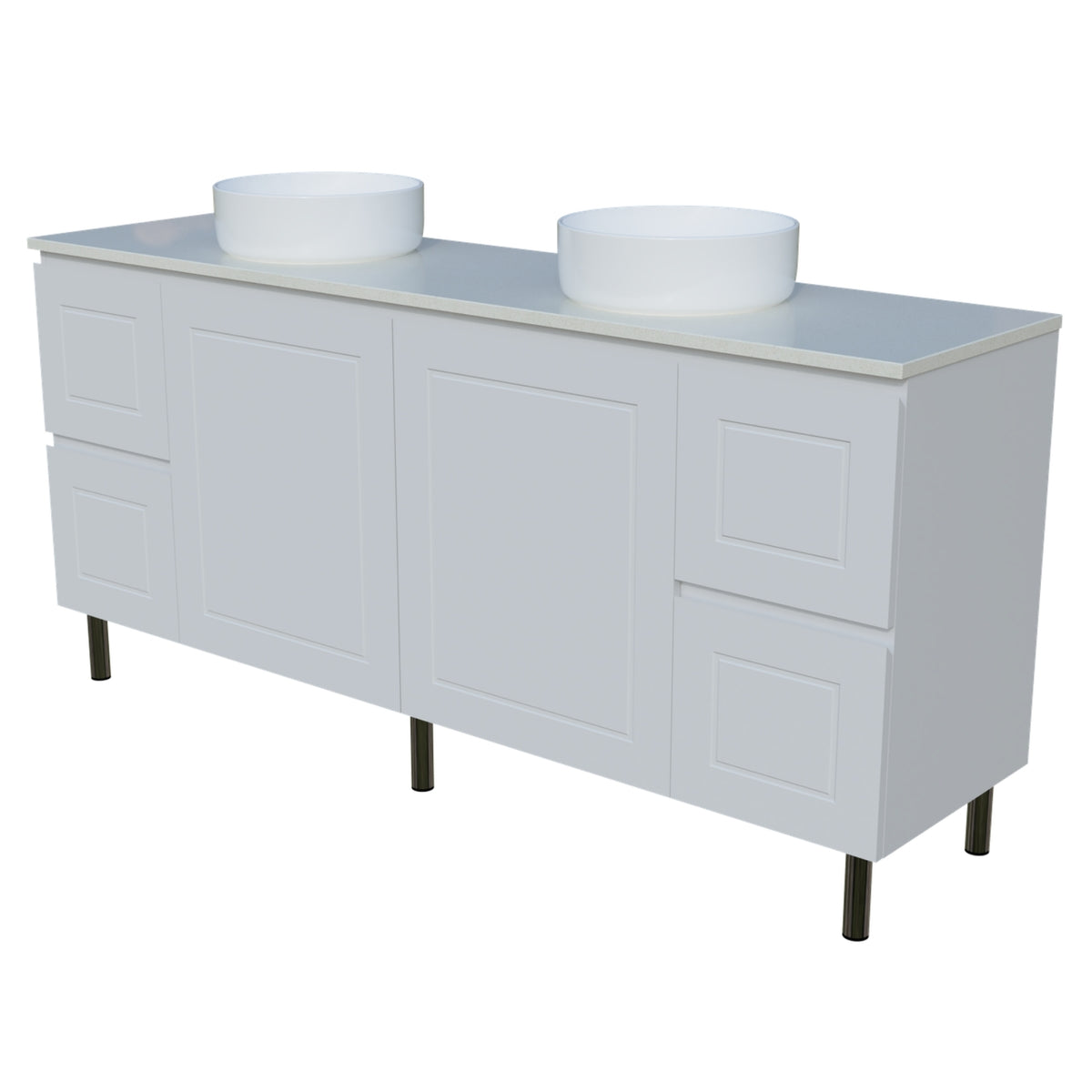 Angle Timberline Nevada Classic On Legs Vanity with SilkSurface Top and Above Counter Basin NVC-V-1800-D-SSA-L - The Blue Space