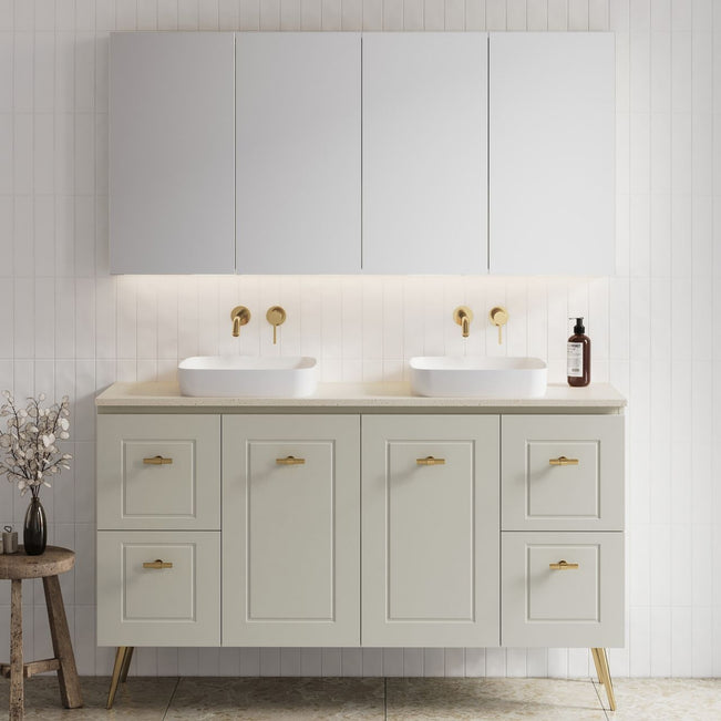 Lifestyle Timberline Nevada Classic On Legs Vanity with SilkSurface Top and Above Counter Basin NVC-V-1500-D-SSA-L - The Blue Space