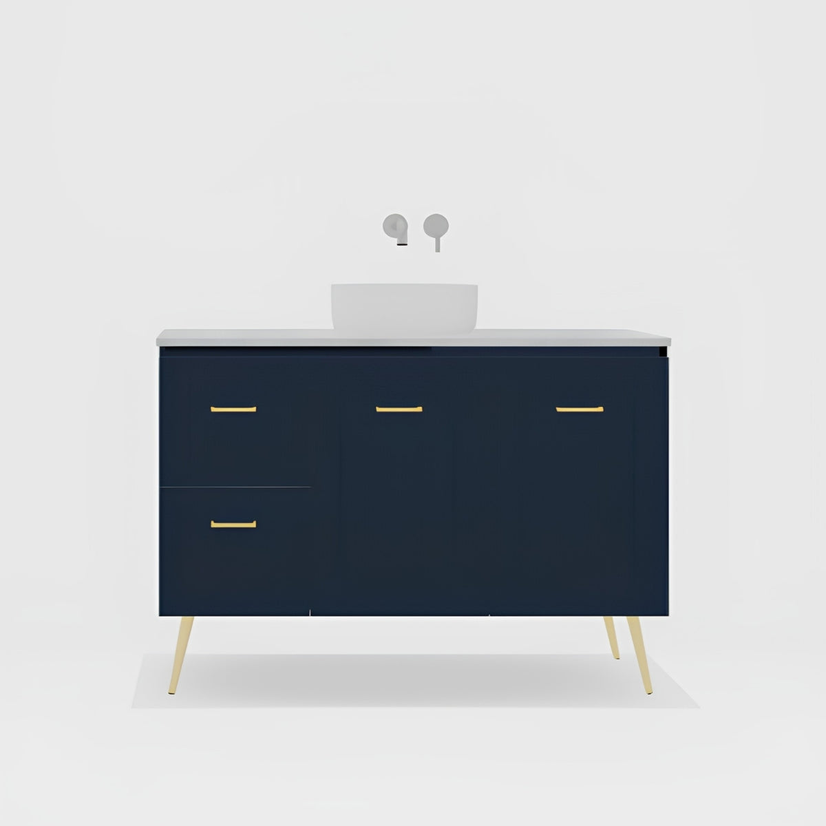 Variant Timberline Nevada Classic On Legs Vanity with SilkSurface Top and Above Counter Basin NVC-V-1200-C-SSA-L - The Blue Space