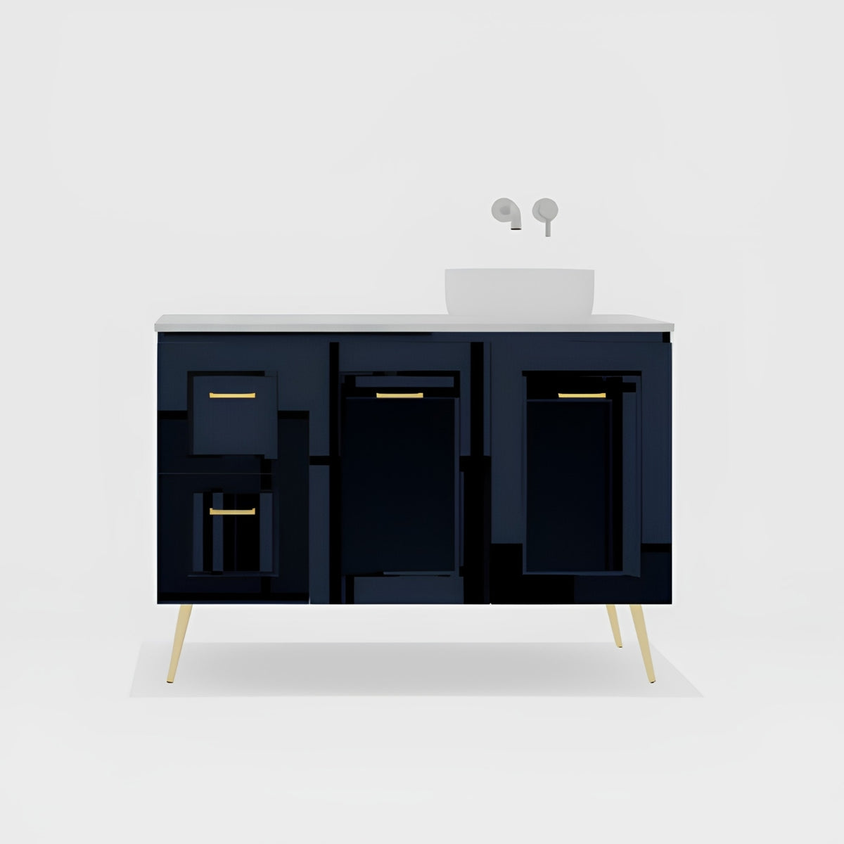 Variant Timberline Nevada Classic On Legs Vanity with SilkSurface Top and Above Counter Basin NVC-V-1200-R-SSA-L - The Blue Space