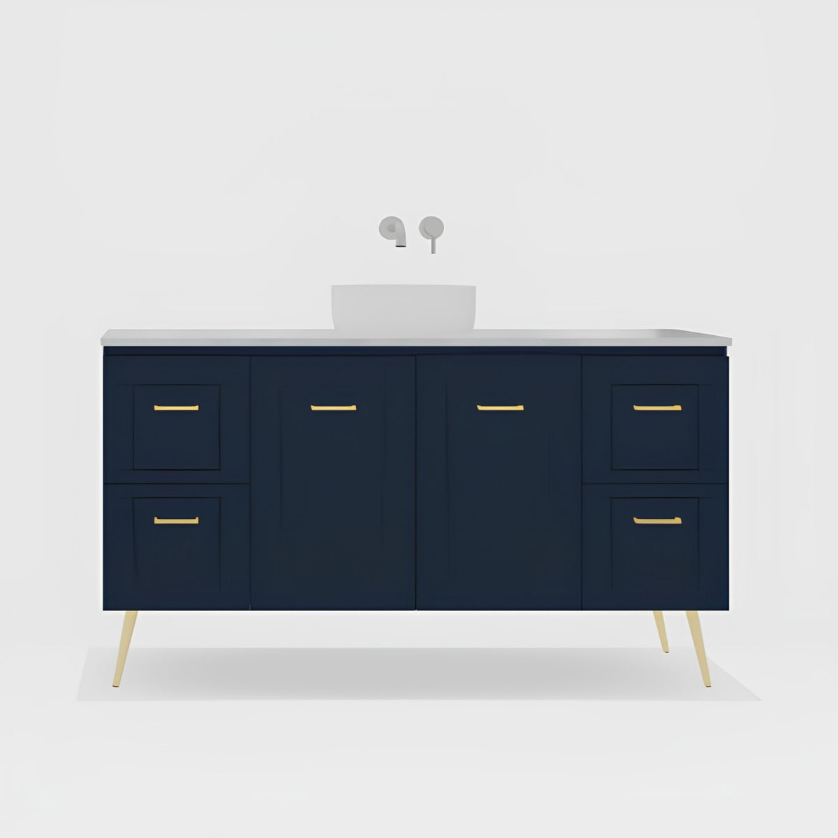 Variant Timberline Nevada Classic On Legs Vanity with SilkSurface Top and Above Counter Basin NVC-V-1500-C-SSA-L - The Blue Space