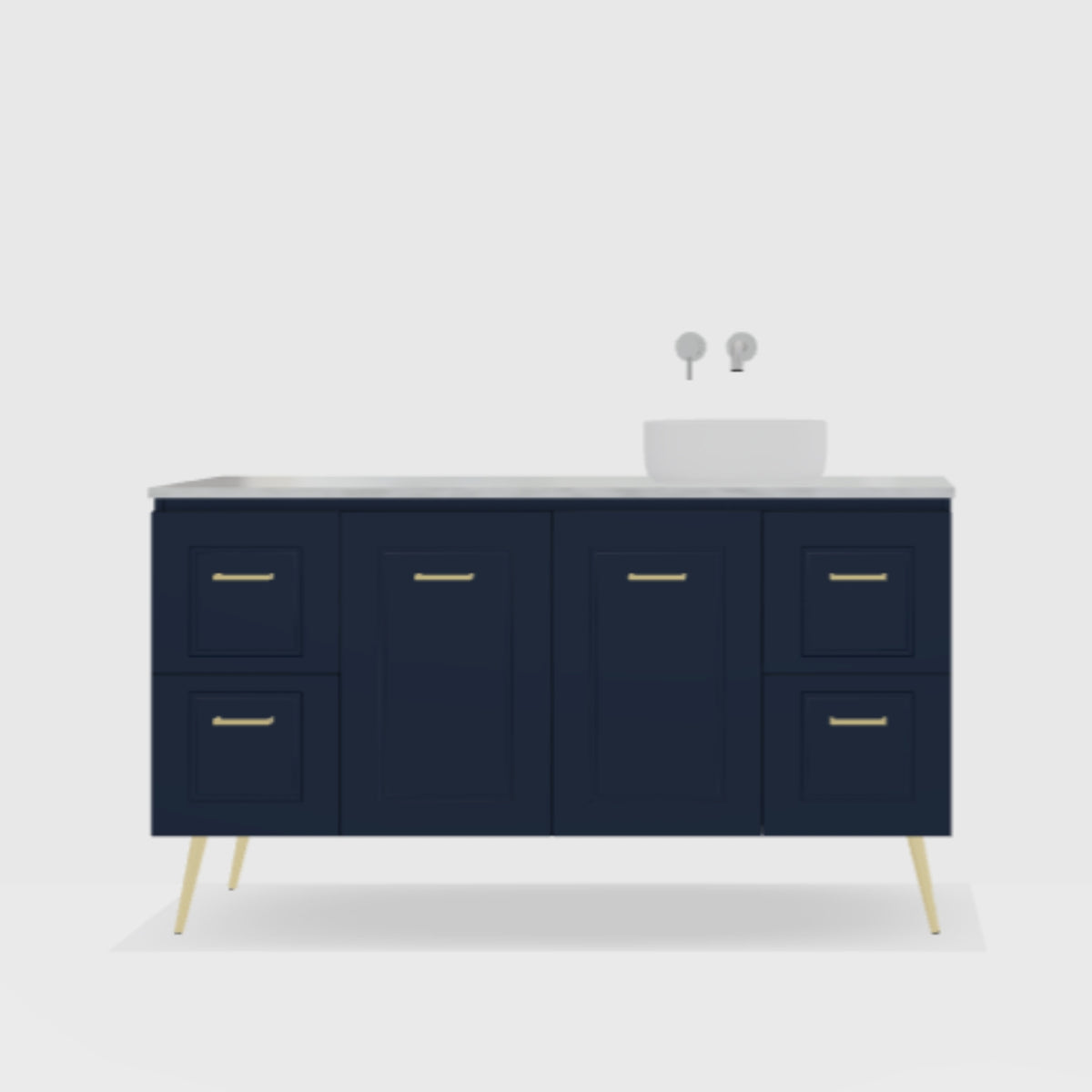 Variant Timberline Nevada Classic On Legs Vanity with SilkSurface Top and Above Counter Basin NVC-V-1500-R-SSA-L - The Blue Space