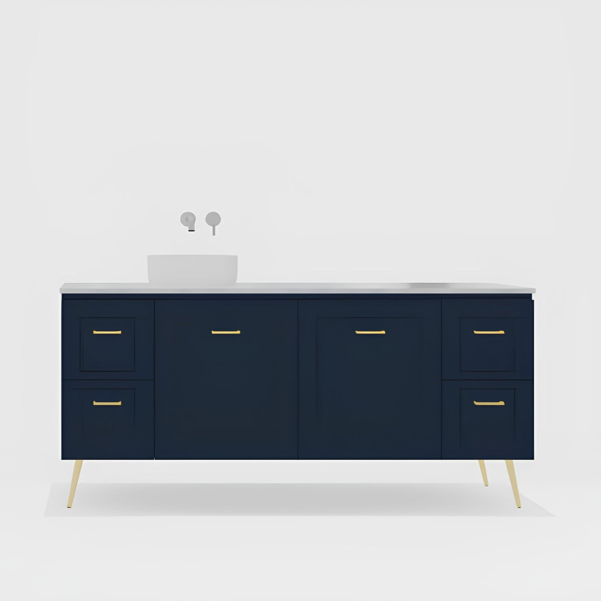 Variant Timberline Nevada Classic On Legs Vanity with SilkSurface Top and Above Counter Basin NVC-V-1800-L-SSA-L - The Blue Space