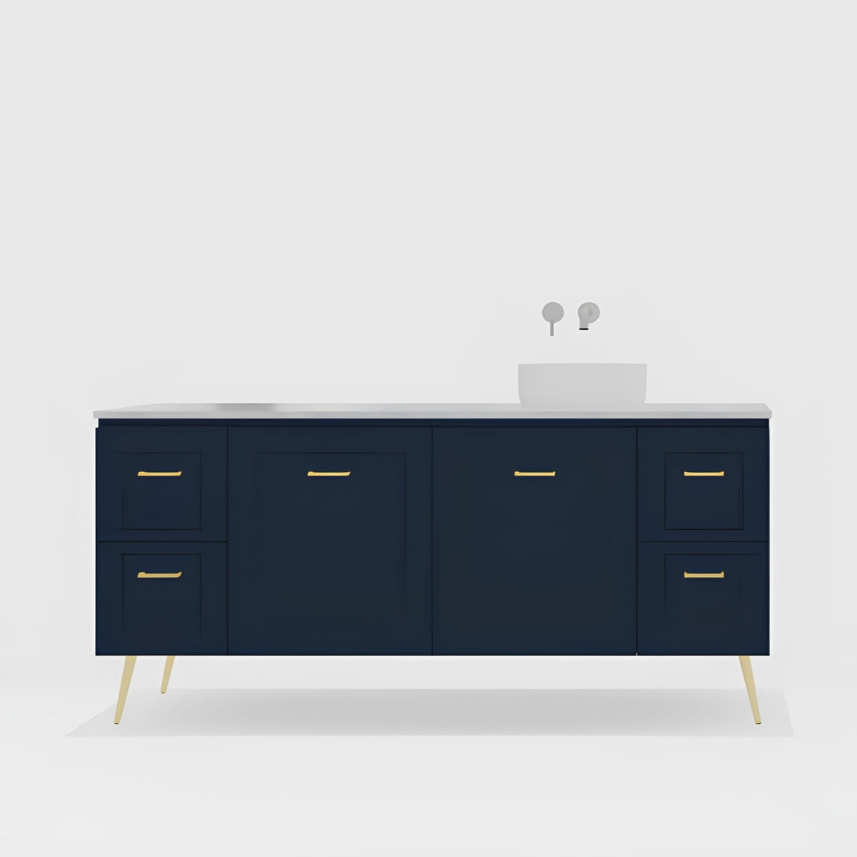 Variant Timberline Nevada Classic On Legs Vanity with SilkSurface Top and Above Counter Basin NVC-V-1800-R-SSA-L - The Blue Space