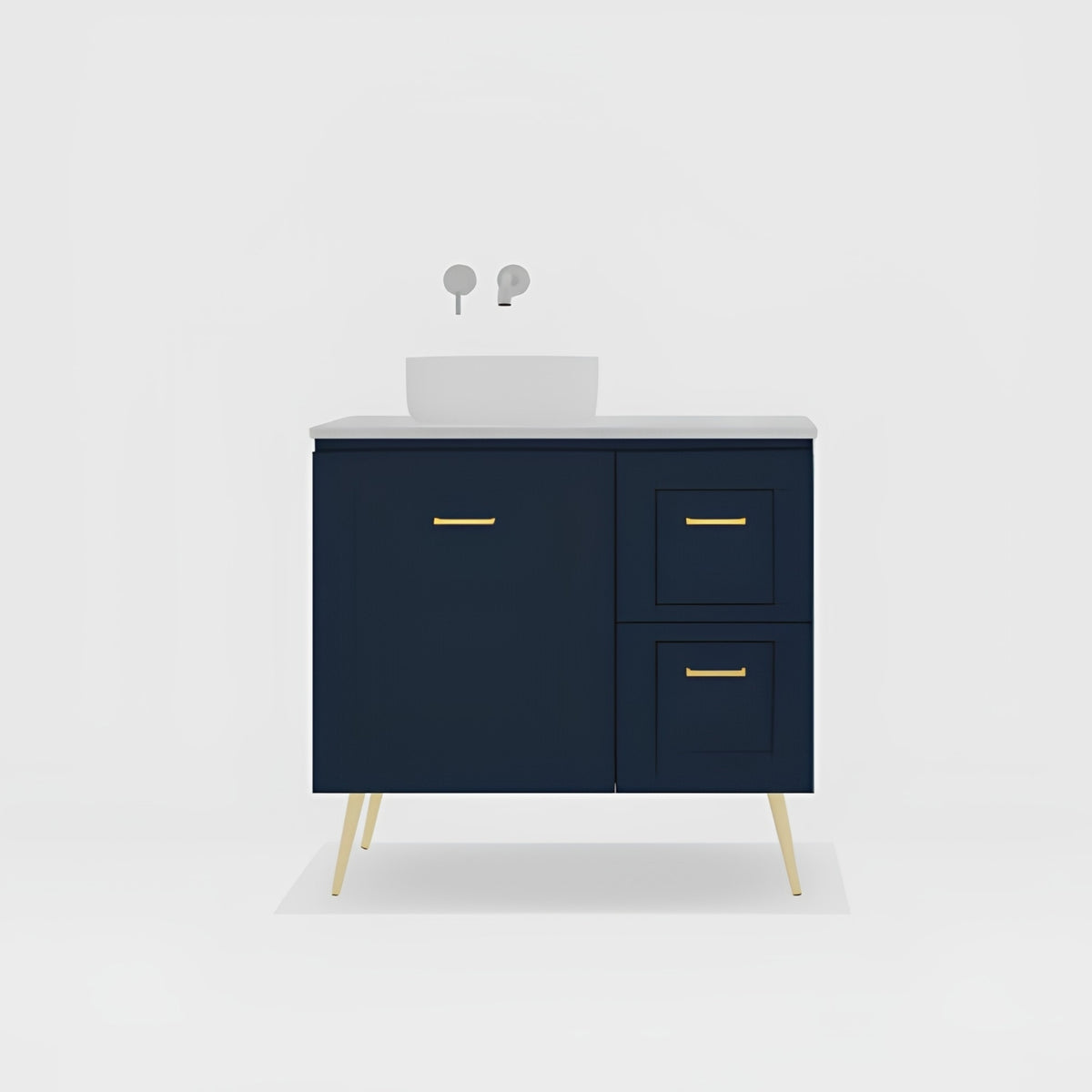 Variant Timberline Nevada Classic On Legs Vanity with SilkSurface Top and Above Counter Basin NVC-V-900-L-SSA-L - The Blue Space