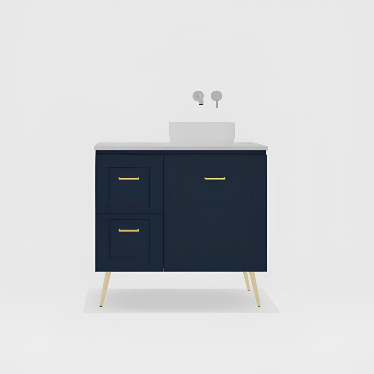 Variant Timberline Nevada Classic On Legs Vanity with SilkSurface Top and Above Counter Basin NVC-V-900-R-SSA-L - The Blue Space