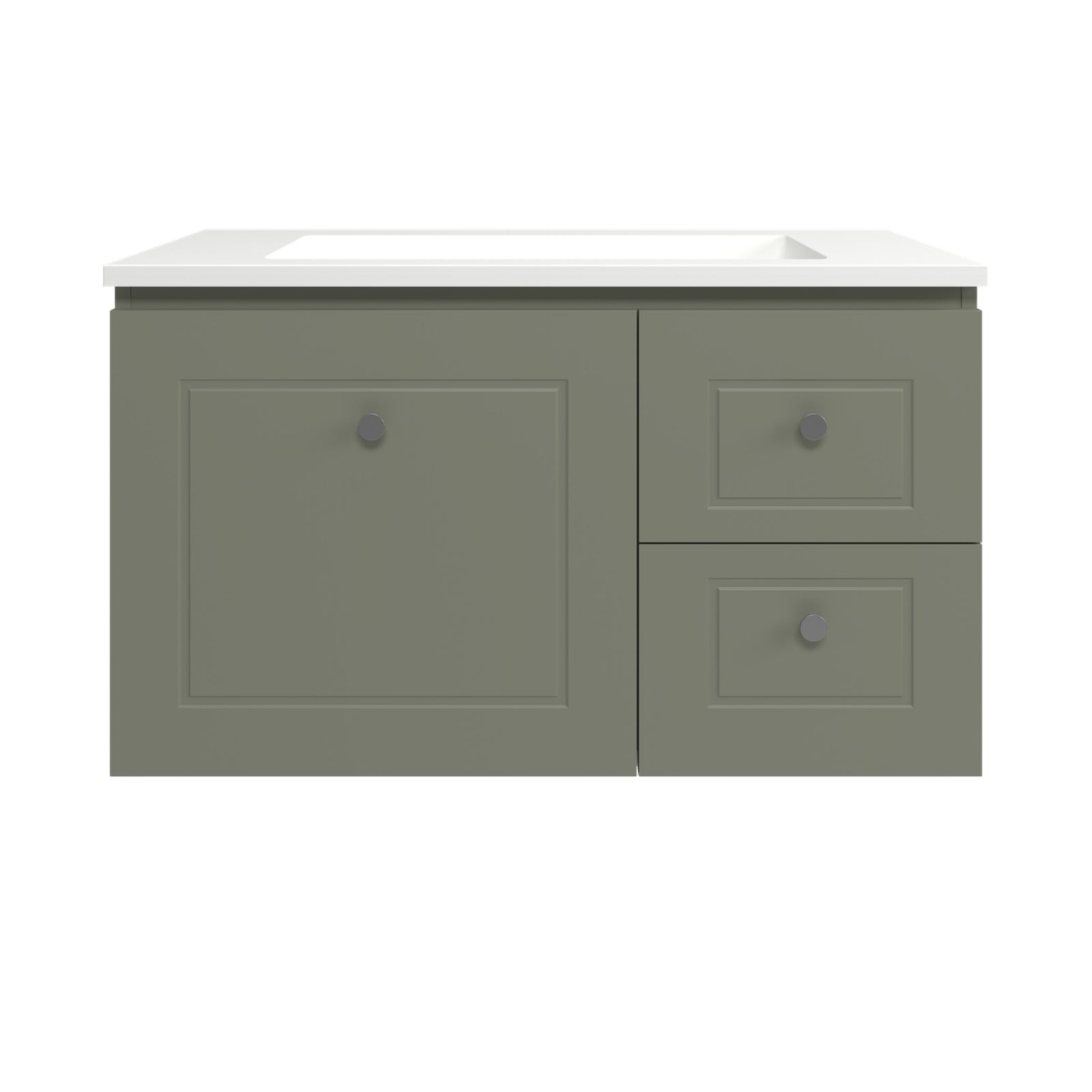 Olive Satin Timberline Nevada Classic Wall Hung Vanity with Vogue Mineral Composite Top NVC-V-900-C-VOG-W - The Blue Space