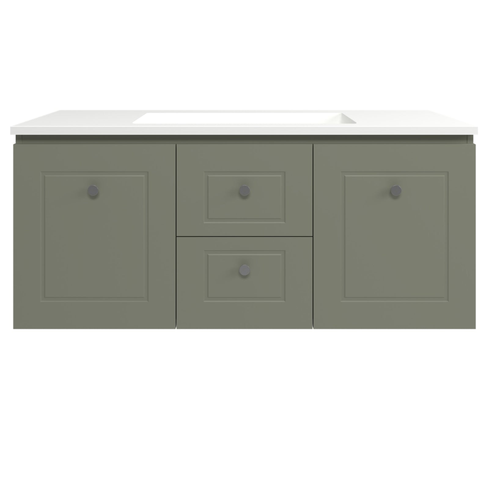 Olive Satin Timberline Nevada Classic Wall Hung Vanity with Vogue Mineral Composite Top NVC-V-1200-C-VOG-W - The Blue Space