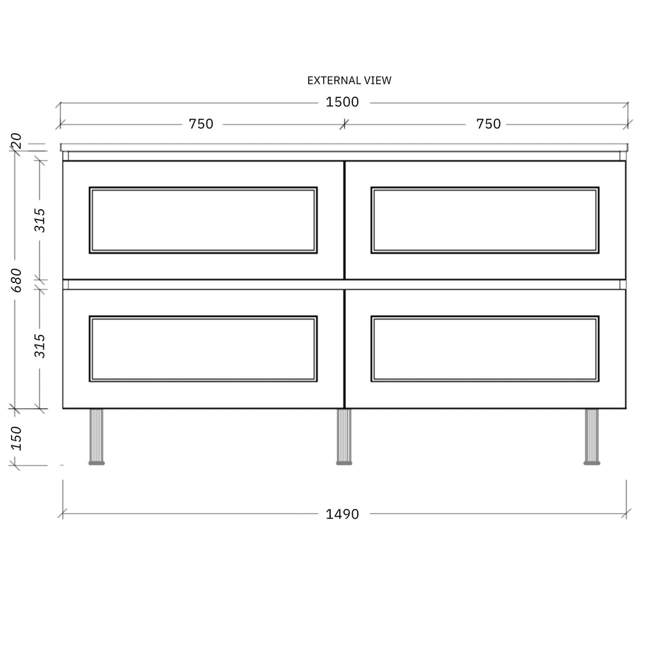 Timberline Nevada Plus Classic Floor Standing Vanity On Legs with SilkSurface Top and Above Counter Basin