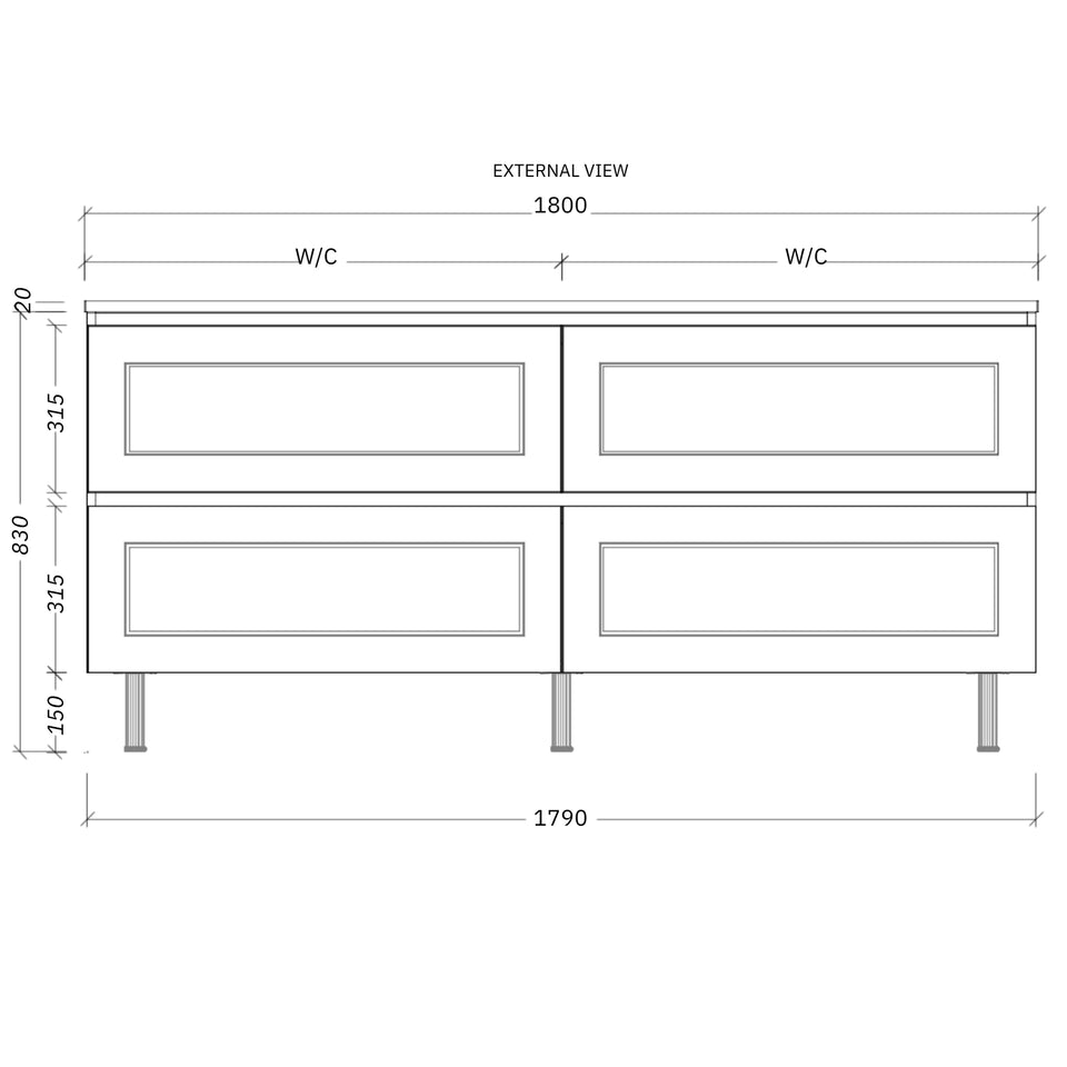 Timberline Nevada Plus Classic Floor Standing Vanity On Legs with SilkSurface Top and Above Counter Basin