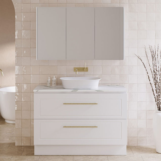 Lifestyle Timberline Nevada Plus Classic Floor Standing Vanity with SilkSurface Top and Above Counter Basin NVPC-V-1200-C-SSA-F - The Blue Space