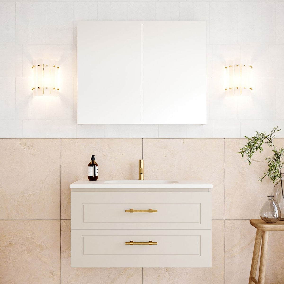 Lifestyle Timberline Nevada Plus Classic Wall Hung Vanity with Stadium Mineral Composite Top NVPC-V-900-C-STD-W - The Blue Space