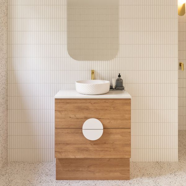 Timberline Oxbow Vanity w/ Kick, Stone Top & Basin