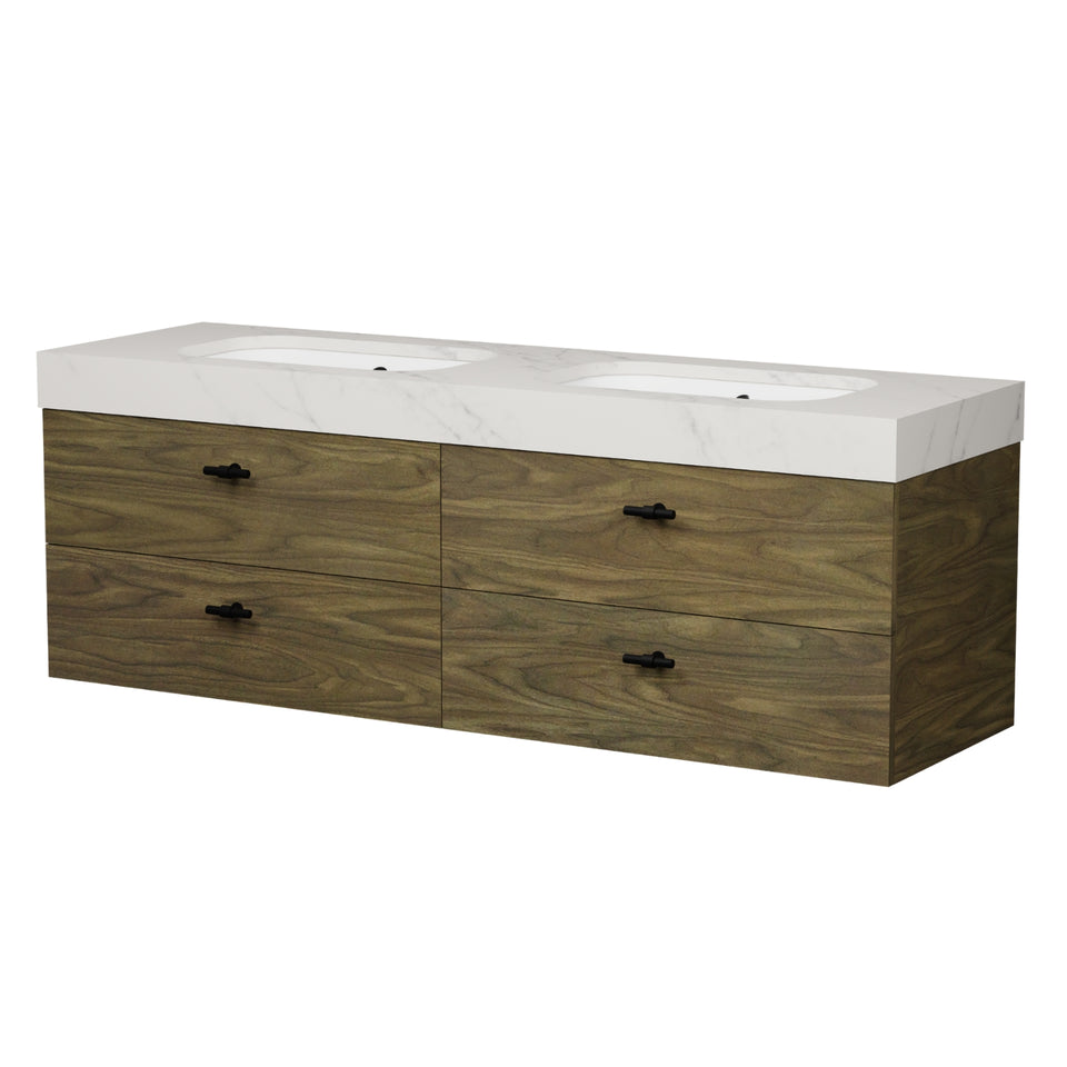 Timberline Oxbow Wall Hung Vanity with 90mm Box Top and Under Counter Basin
