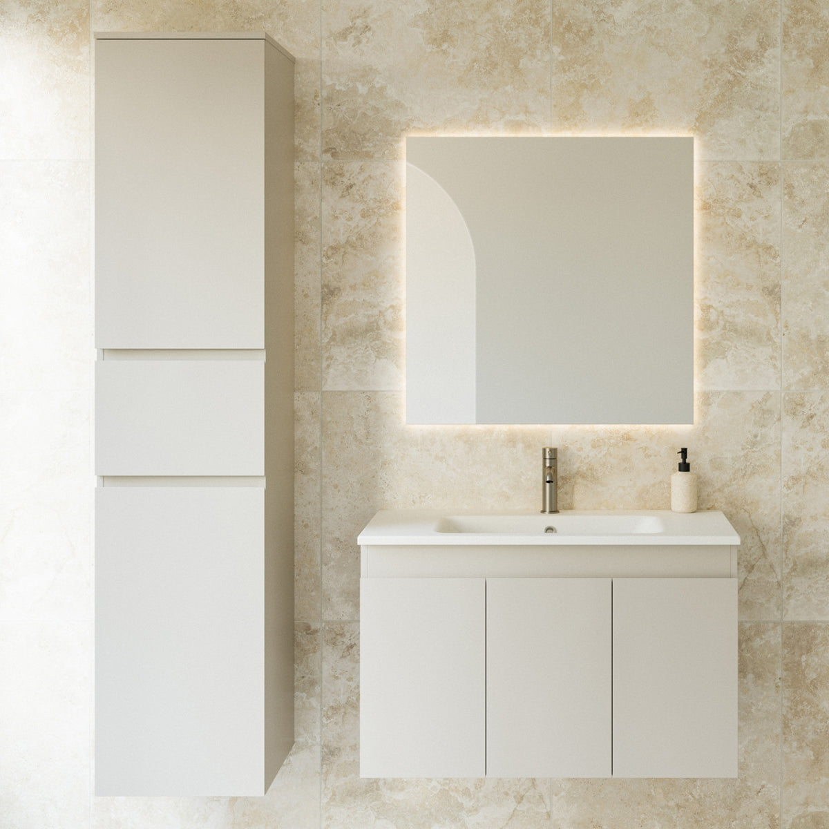 Timberline Rockford Wall Hung Vanity with Haven Dolomite Basin Top RKF-V-900-C-HVN-W - The Blue Space