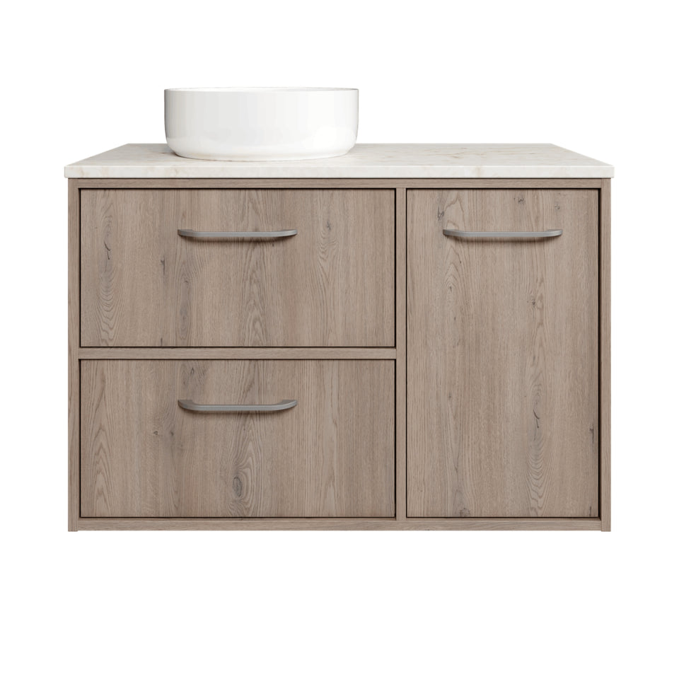 Timberline Takano Wall Hung Vanity with SilkSurface Top and Above Counter Basin