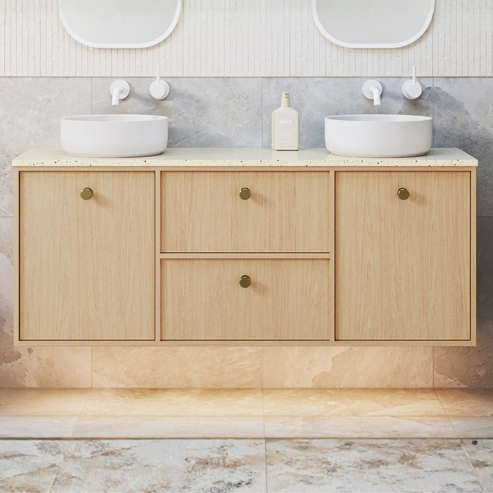 Timberline Takano Wall Hung Vanity with SilkSurface Top and Above Counter Basin