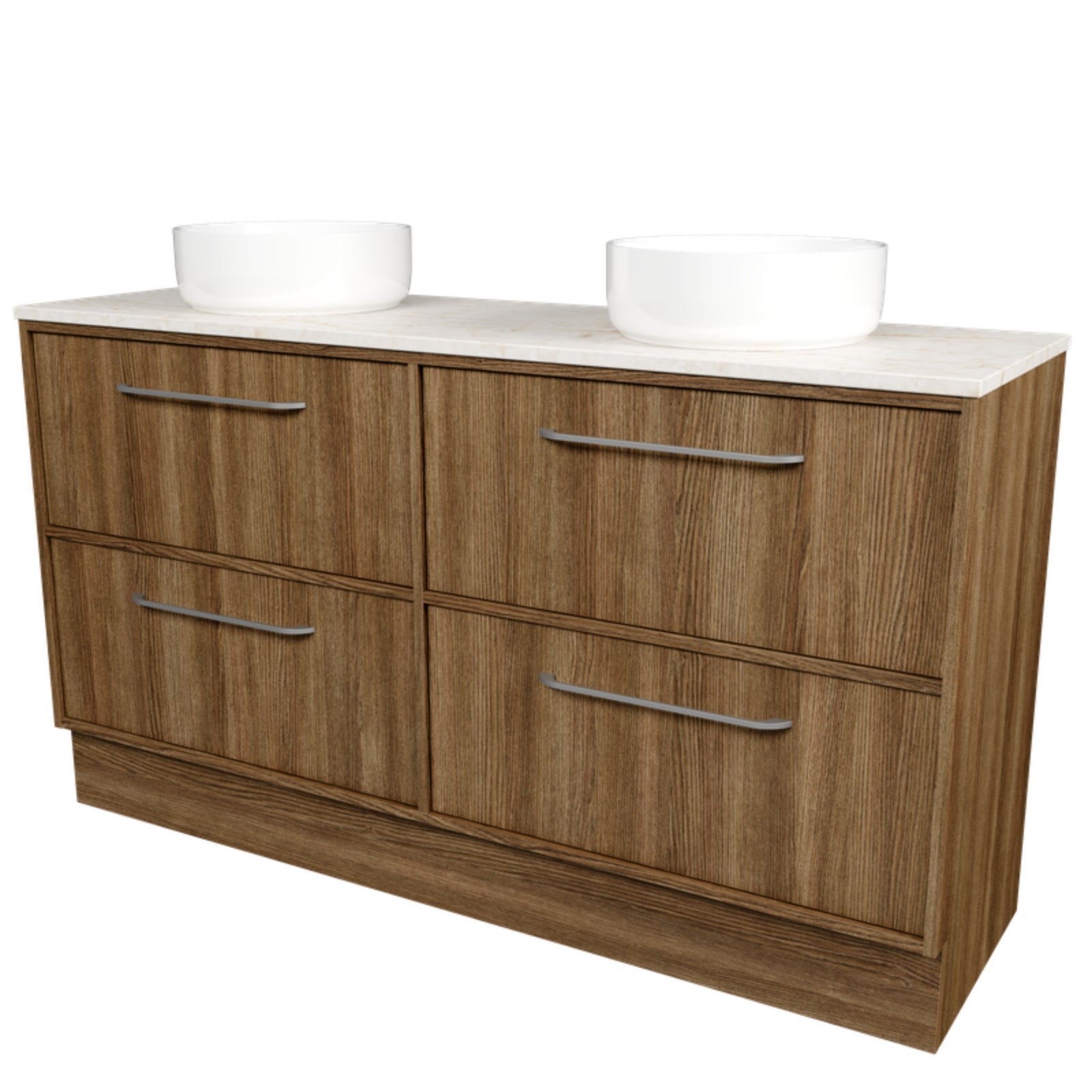 Angle Timberline Taro Floor Standing Vanity with SilkSurface Top and Above Counter Basin TAR-V-1500-D-SSA-F-The Blue Space