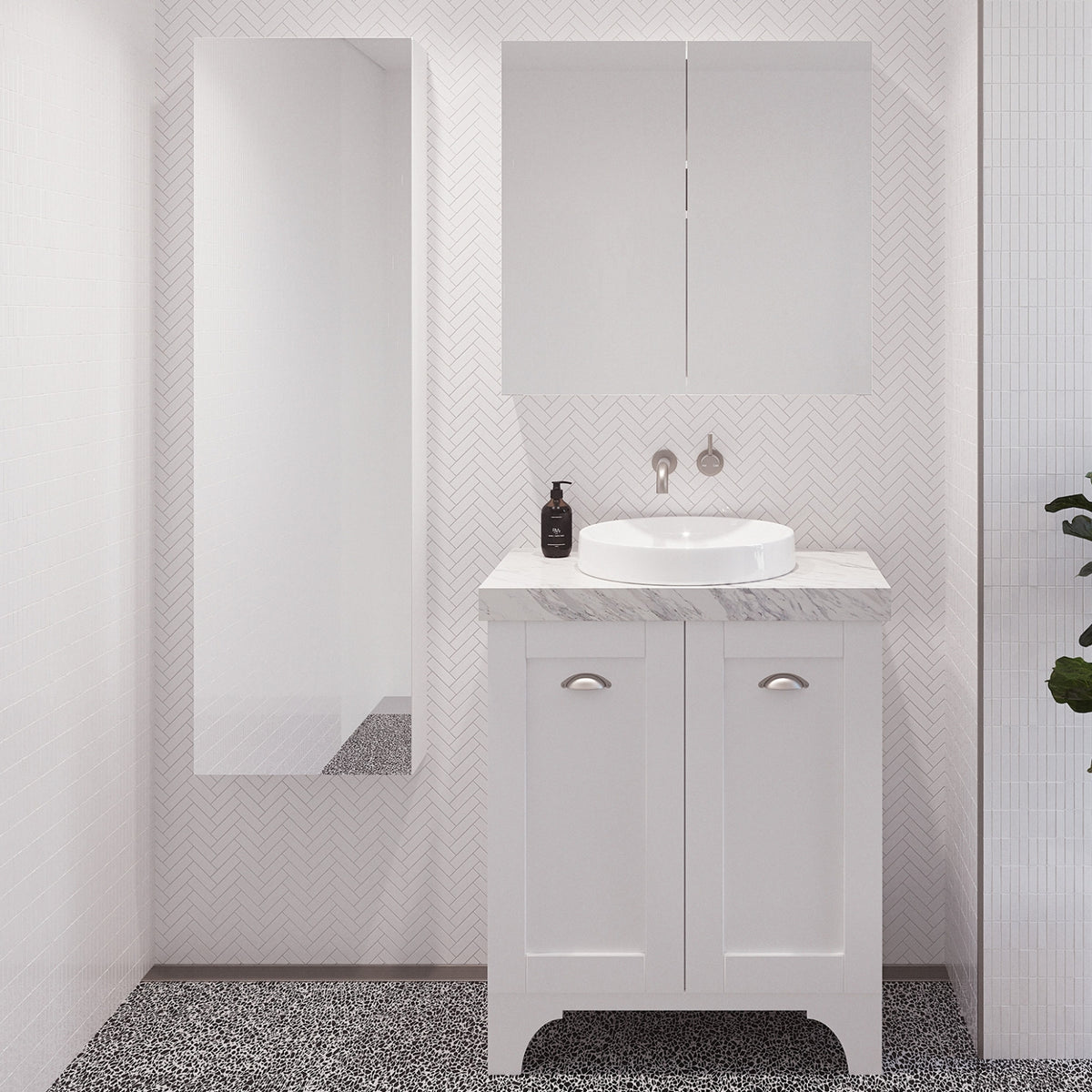 Timberline Windsor Vanity with Silk Surface Top and Basin WIN-V-750-C-SSA-F - The Blue Space