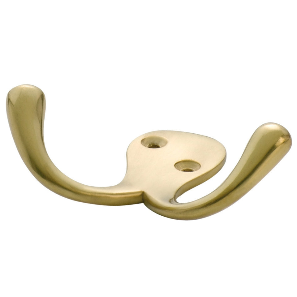 TradCo Double Robe Hooks Polished Brass
