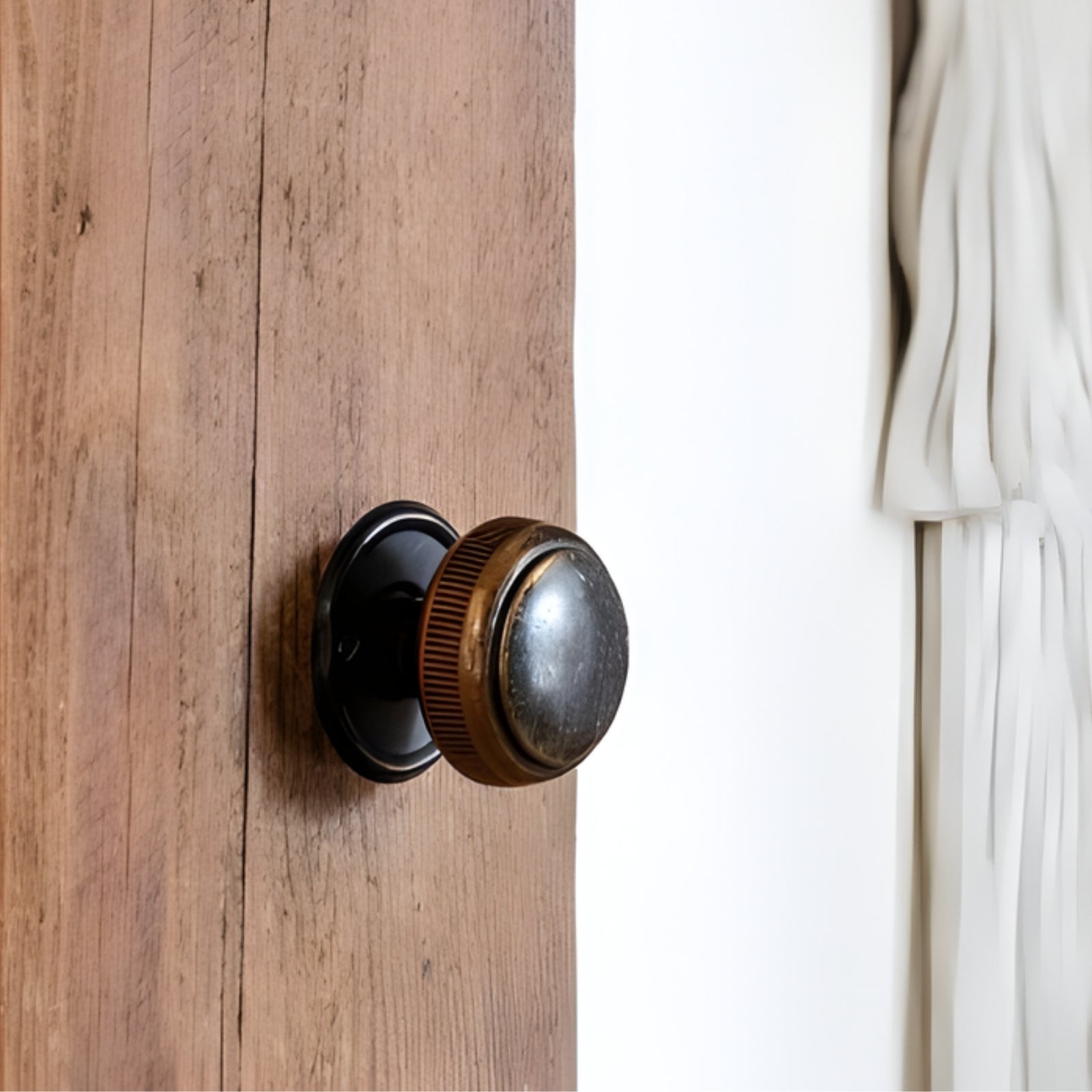 Tradco Large Milled Edged Mortice Knob Round Rose Antique Copper 1010 - The Blue Space