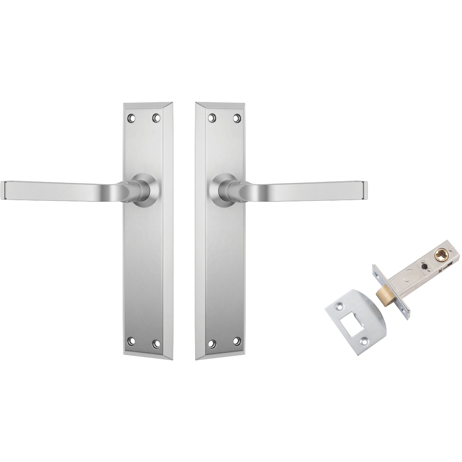 TradCo Menton Lever Long Backplate Passage Set Satin Chrome 0687KPASS60 - The Blue Space
