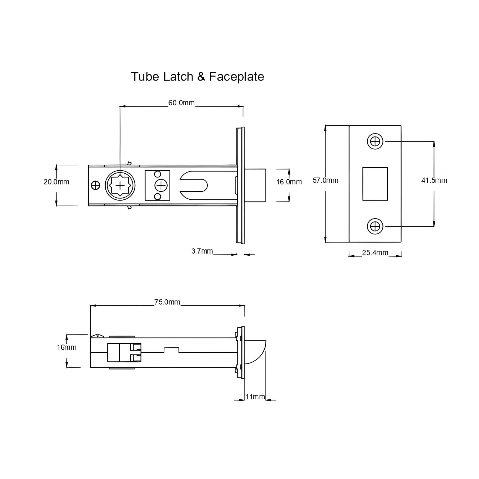 Tube Latch TradCo Milton Door Knob Long Backplate Passage Set Antique Copper 0728KPASS60 - The Blue Space