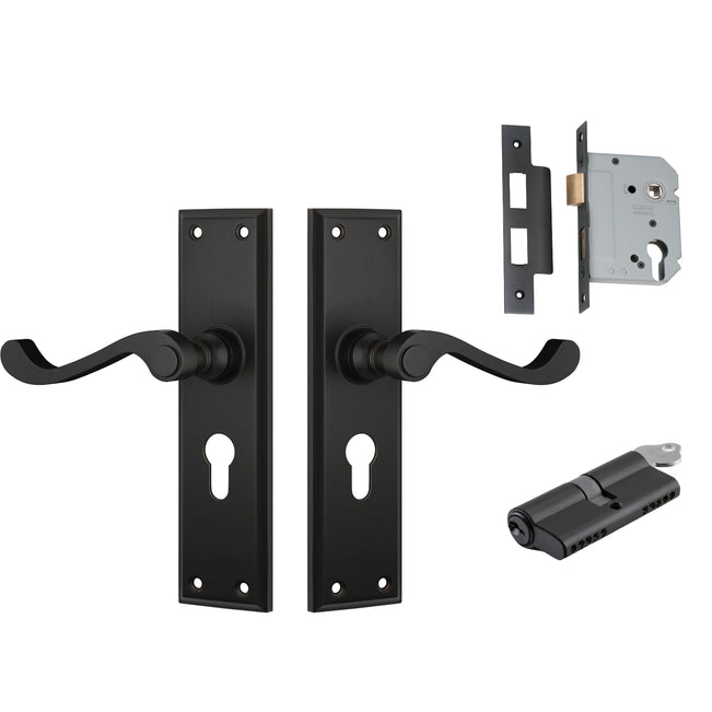 TradCo Milton Lever Long Backplate Entrance Set with High Security Lock Antique Copper 1014KENTREURO57KK - The Blue Space